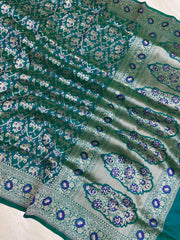 Pure Katan Silk Banarasi Handloom Saree - All over Jaal work With Meenakari - The Handlooms