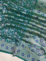 Pure Katan Silk Banarasi Handloom Saree - All over Jaal work With Meenakari - The Handlooms