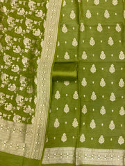 Pure Moonga Georgette Banarasi Dress material - The Handlooms