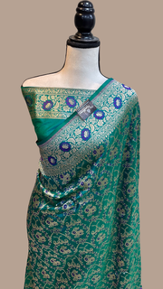 Pure Katan Silk Banarasi Handloom Saree - All over Jaal work With Meenakari - The Handlooms