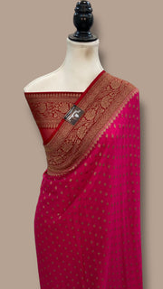 Khaddi Georgette Handloom Banarasi Saree -  Antique zari - The Handlooms