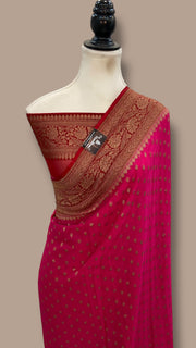 Khaddi Georgette Handloom Banarasi Saree -  Antique zari - The Handlooms