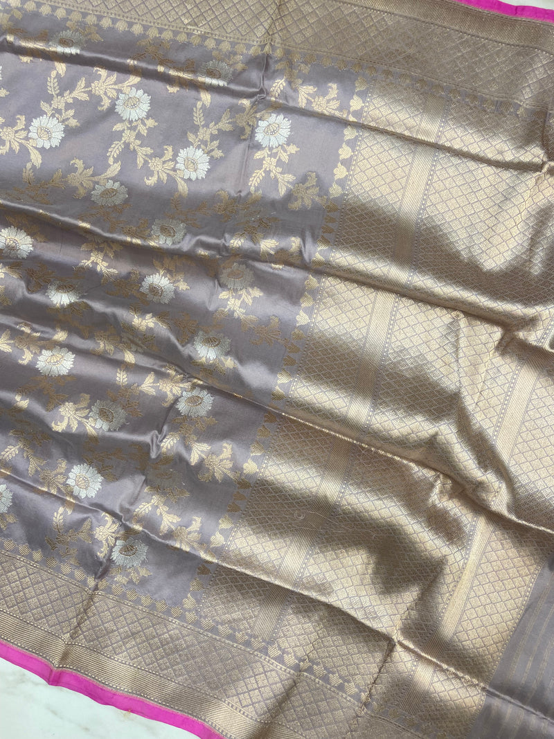 Pure Katan Silk Handloom Banarasi Dupatta - All Over Sona Roopa Kadua Jaal Work