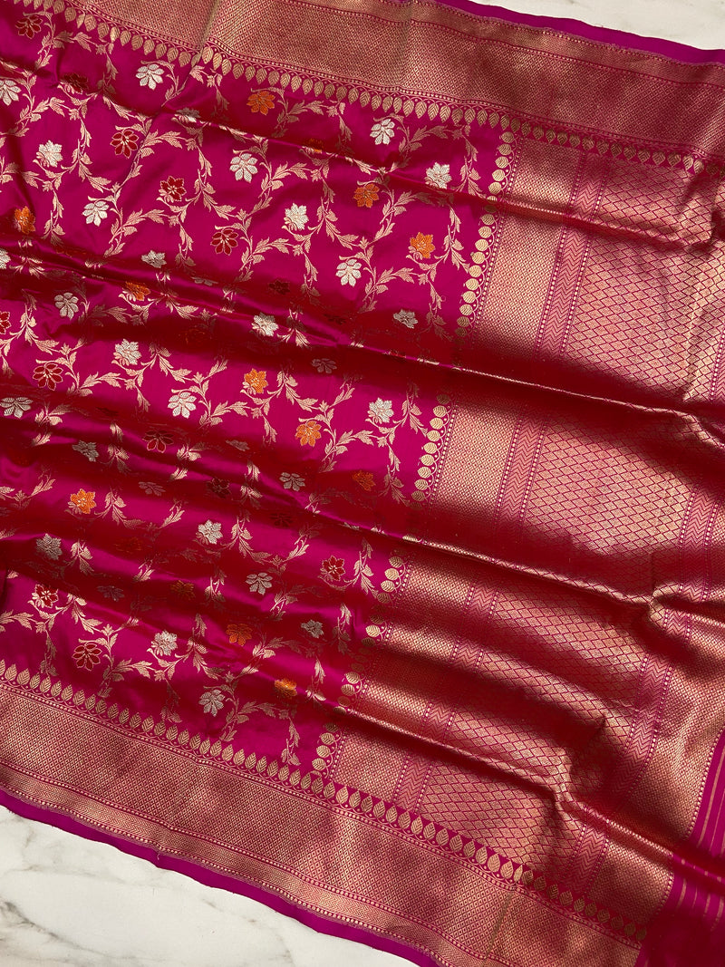 Pure Katan Silk Handloom Banarasi Dupatta - All Over Kadua Meenakari