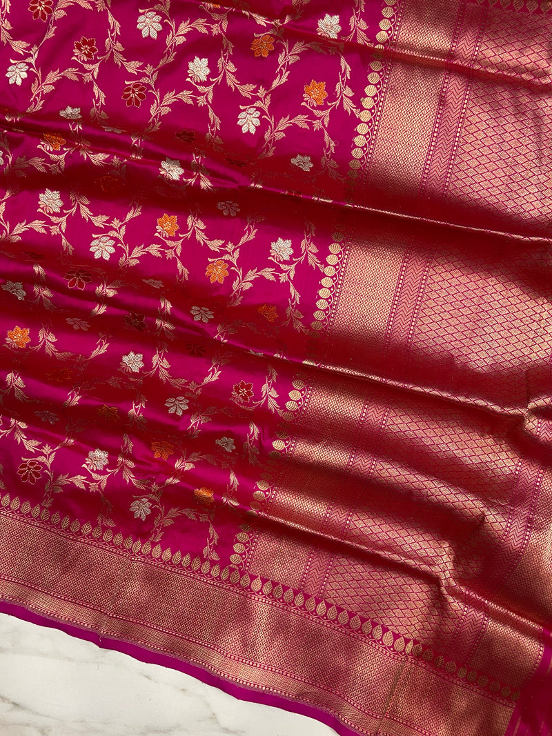 Pure Katan Silk Handloom Banarasi Dupatta - All Over Kadua Meenakari