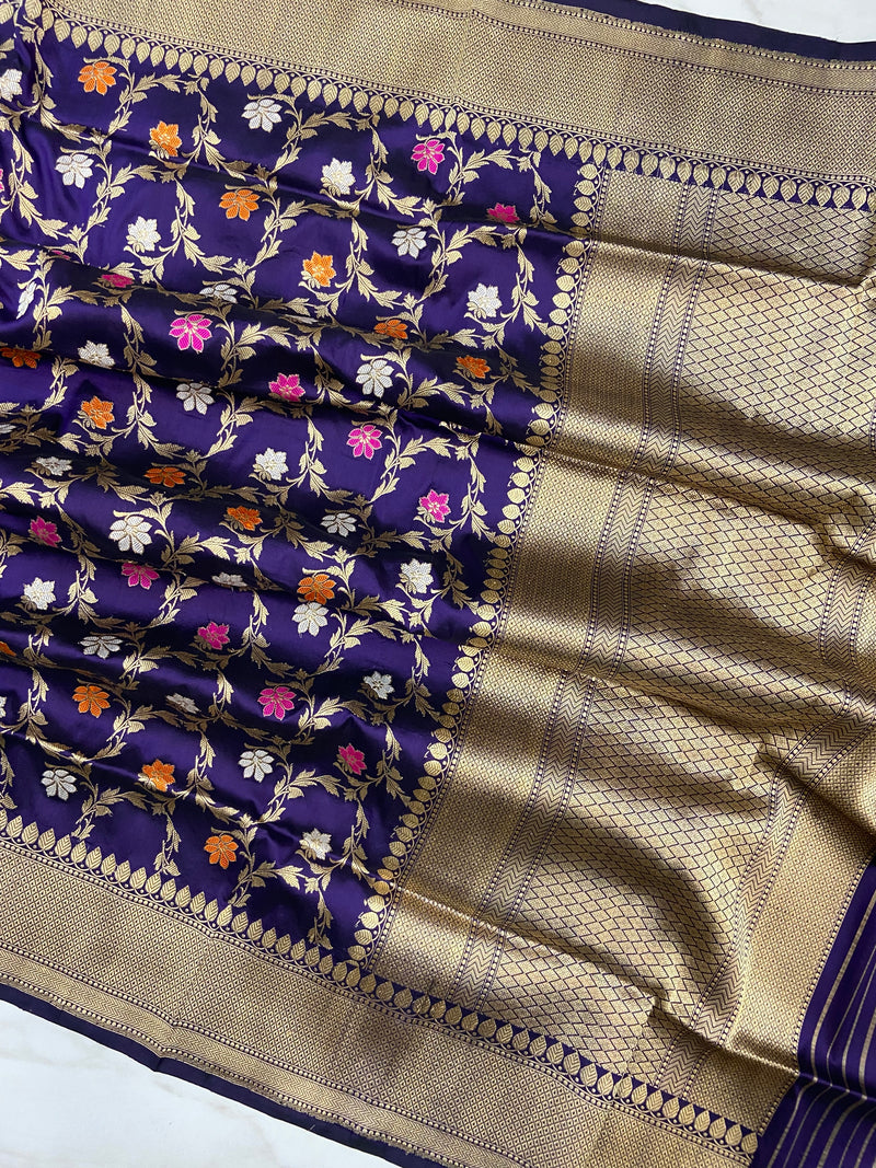 Pure Katan Silk Handloom Banarasi Dupatta - All Over Kadua Meenakari