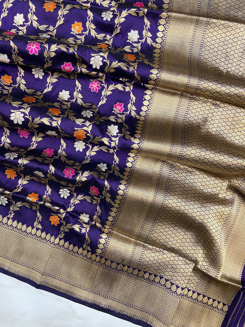 Pure Katan Silk Handloom Banarasi Dupatta - All Over Kadua Meenakari