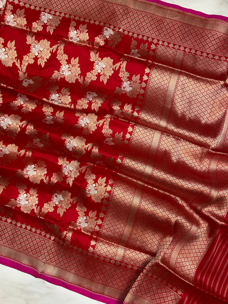 Pure Katan Silk Handloom Banarasi Dupatta - All Over Sona Roopa Kadua Jaal Work