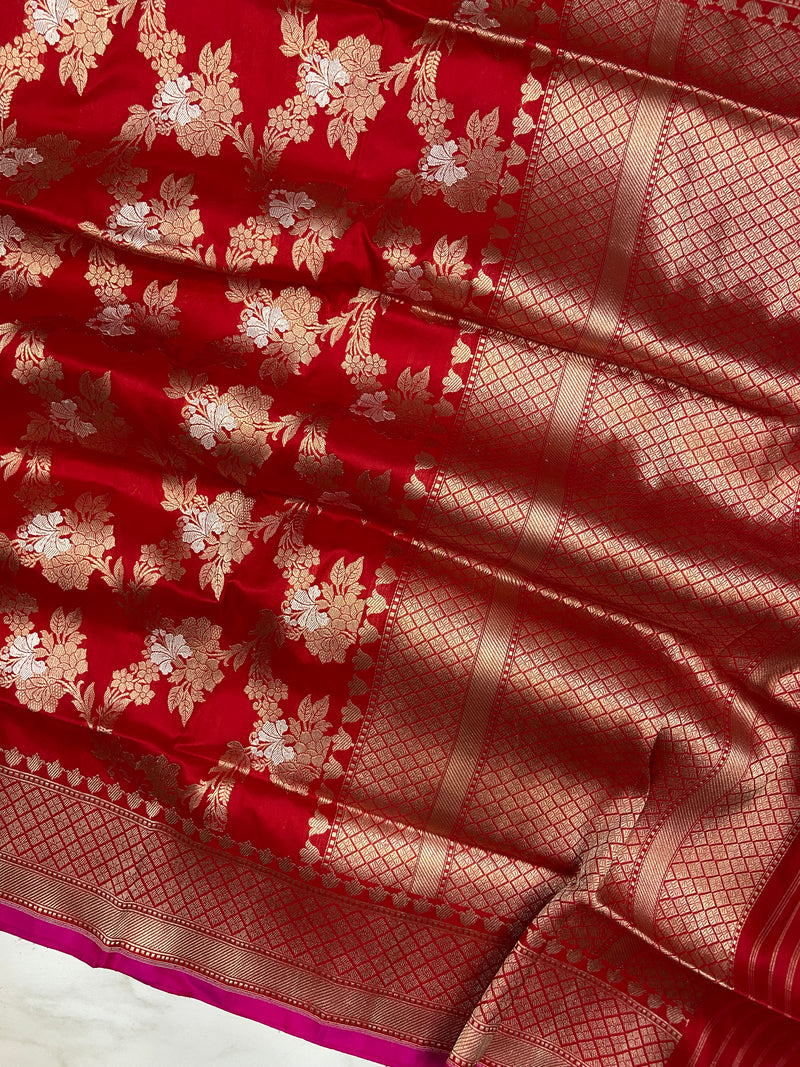 Pure Katan Silk Handloom Banarasi Dupatta - All Over Sona Roopa Kadua Jaal Work
