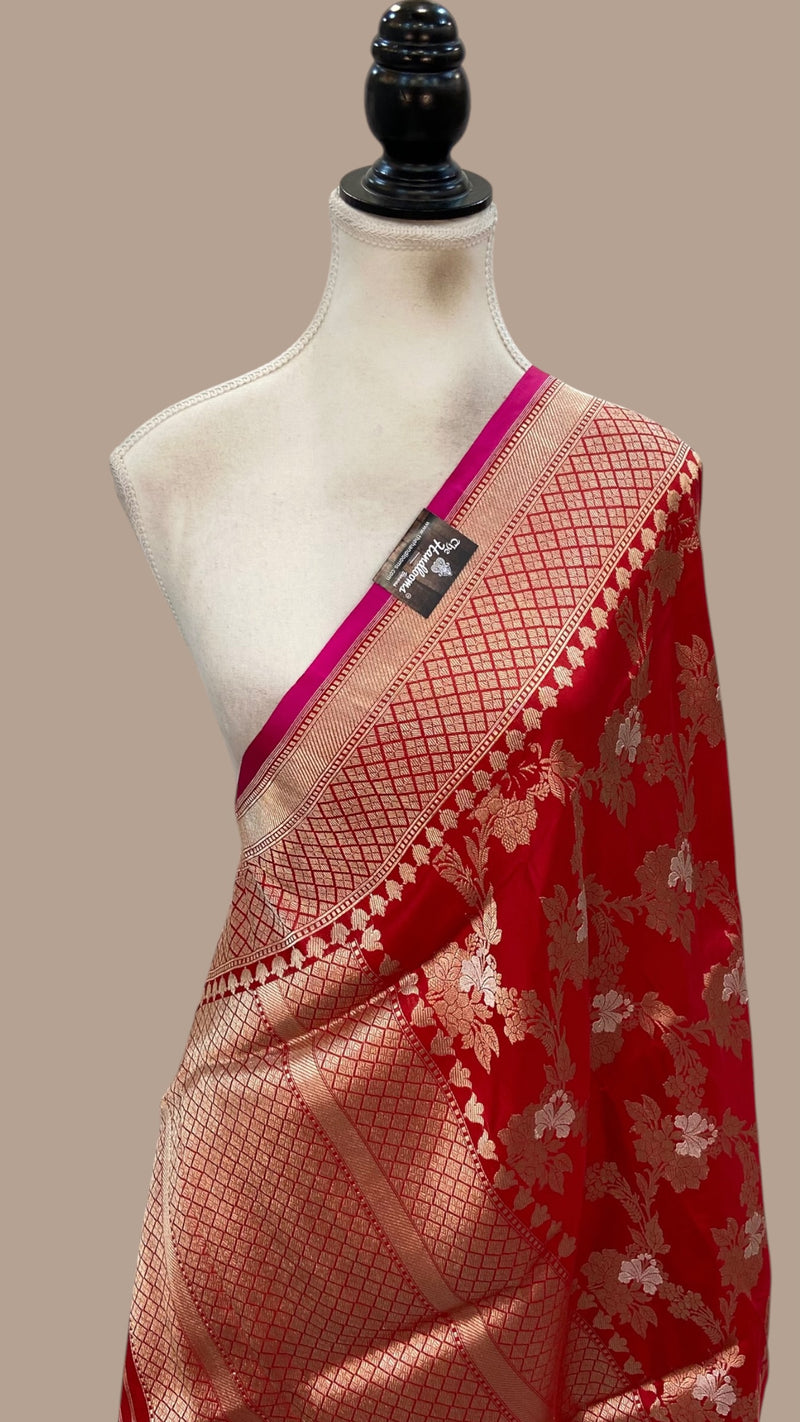 Pure Katan Silk Handloom Banarasi Dupatta - All Over Sona Roopa Kadua Jaal Work