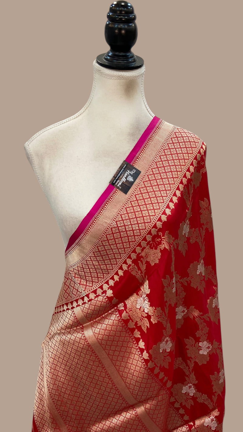 Pure Katan Silk Handloom Banarasi Dupatta - All Over Sona Roopa Kadua Jaal Work