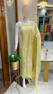 Pure Khaddi Georgette Banarasi Dress material - The Handlooms