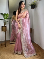 Pure Kora Tissue Handloom Banarasi Saree With Lacework - The Handlooms