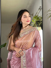 Pure Kora Tissue Handloom Banarasi Saree With Lacework - The Handlooms