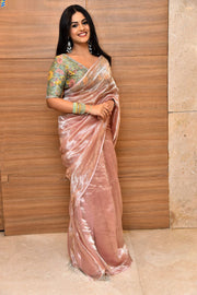 Nayan Sarika in Pure Kora Silk Handloom Banarasi Saree - Plain - The Handlooms