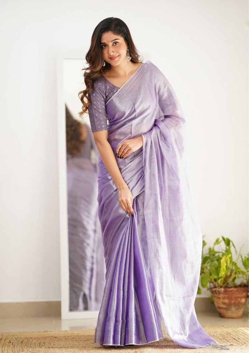 Pure Tissue Silk Handloom Banarasi Saree - Plain - The Handlooms
