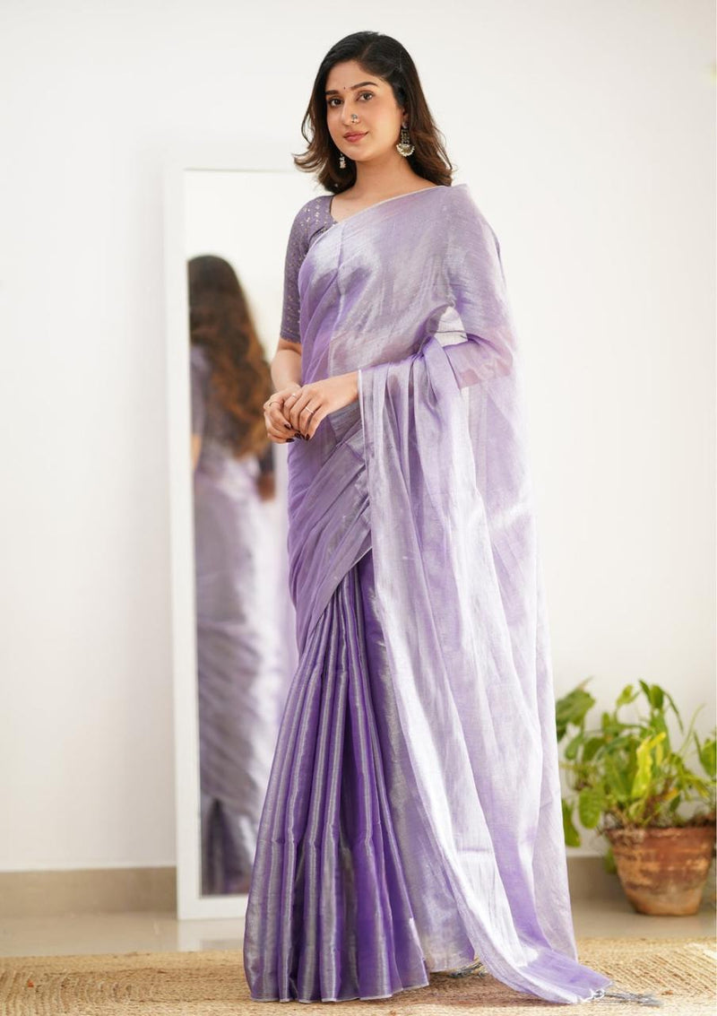 Pure Tissue Silk Handloom Banarasi Saree - Plain - The Handlooms