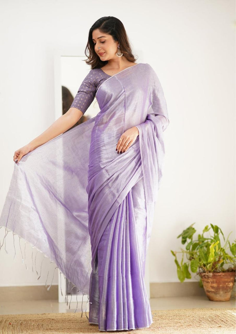 Pure Tissue Silk Handloom Banarasi Saree - Plain - The Handlooms