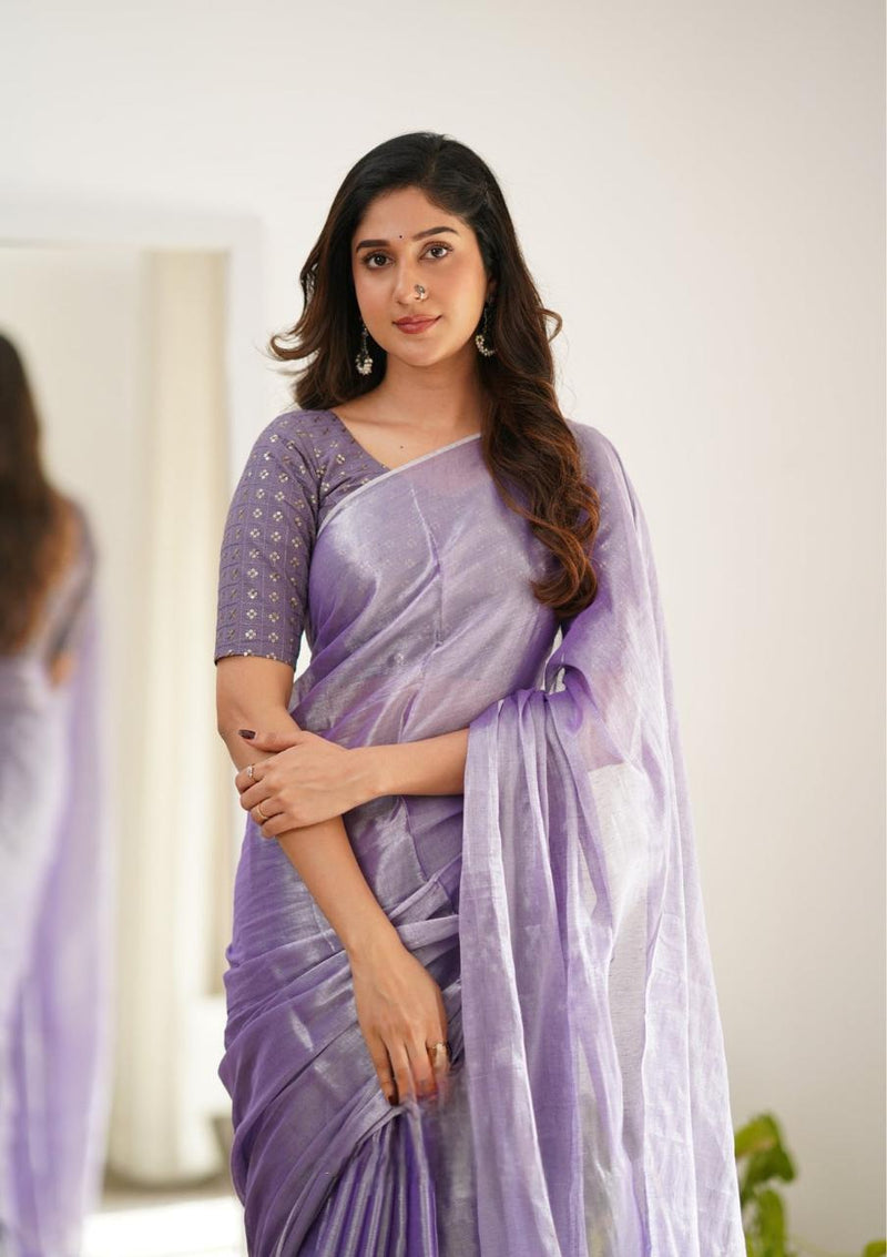 Pure Tissue Silk Handloom Banarasi Saree - Plain - The Handlooms