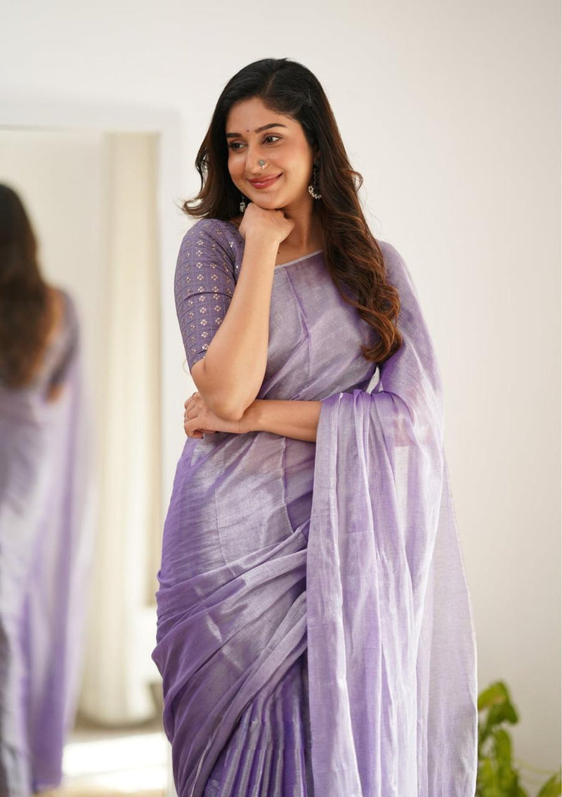 Pure Tissue Silk Handloom Banarasi Saree - Plain - The Handlooms