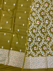 Pure Moonga Silk Banarasi Dress Material - The Handlooms