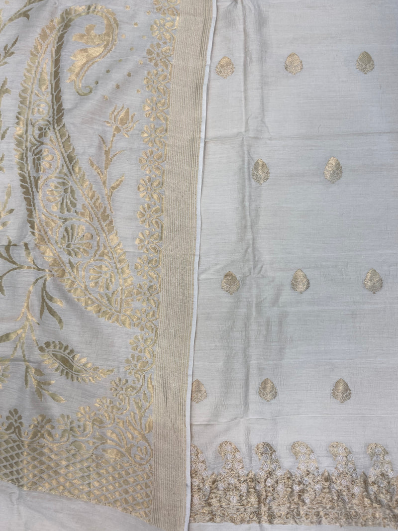 Pure Moonga Georgette Banarasi Dress material - The Handlooms