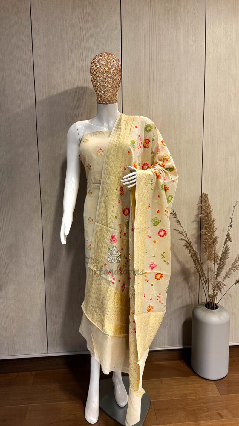 Pure Moonga Georgette Banarasi Dress Material