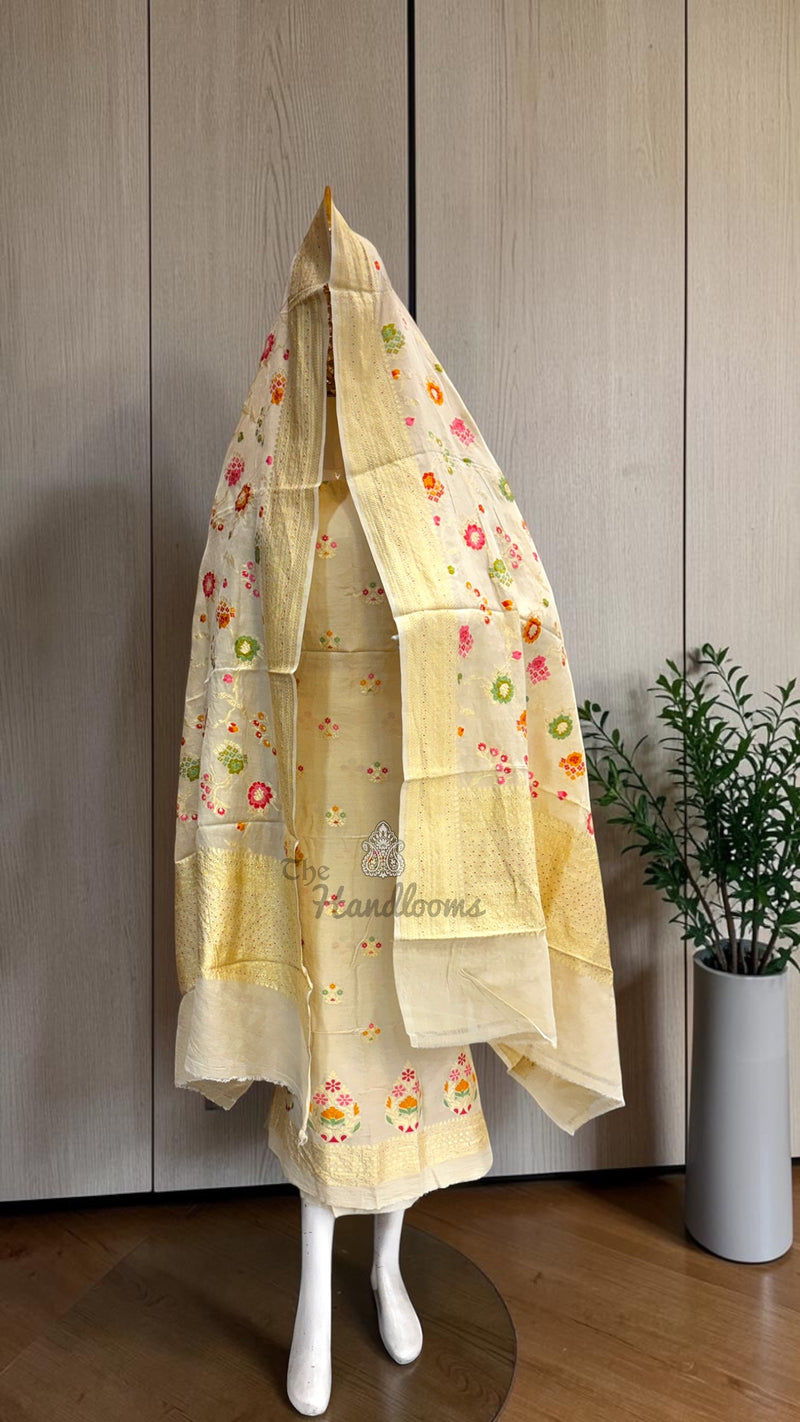 Pure Moonga Georgette Banarasi Dress Material