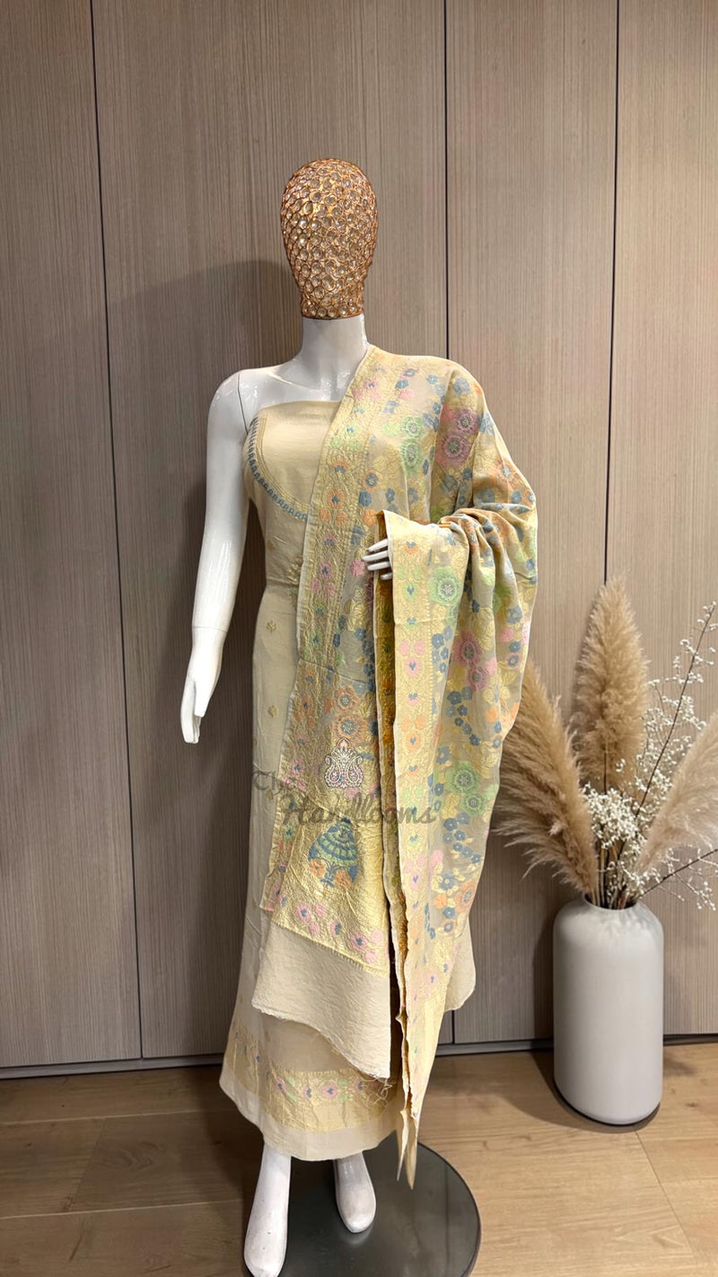 Pure Moonga Georgette Banarasi Dress Material
