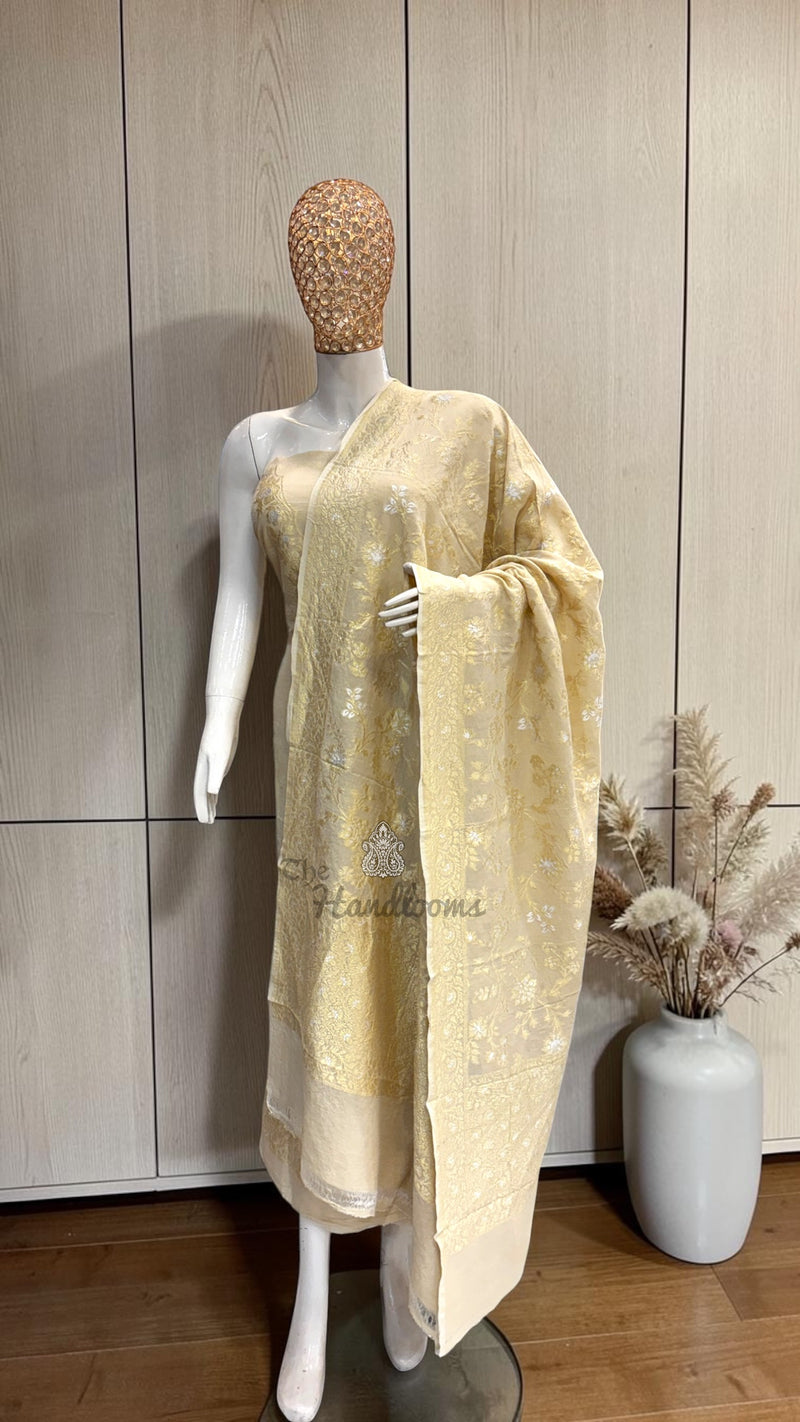 Pure Moonga Georgette Banarasi Dress Material