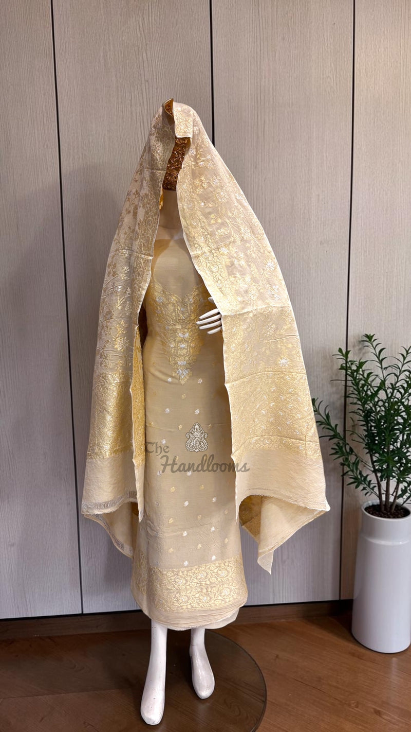 Pure Moonga Georgette Banarasi Dress Material