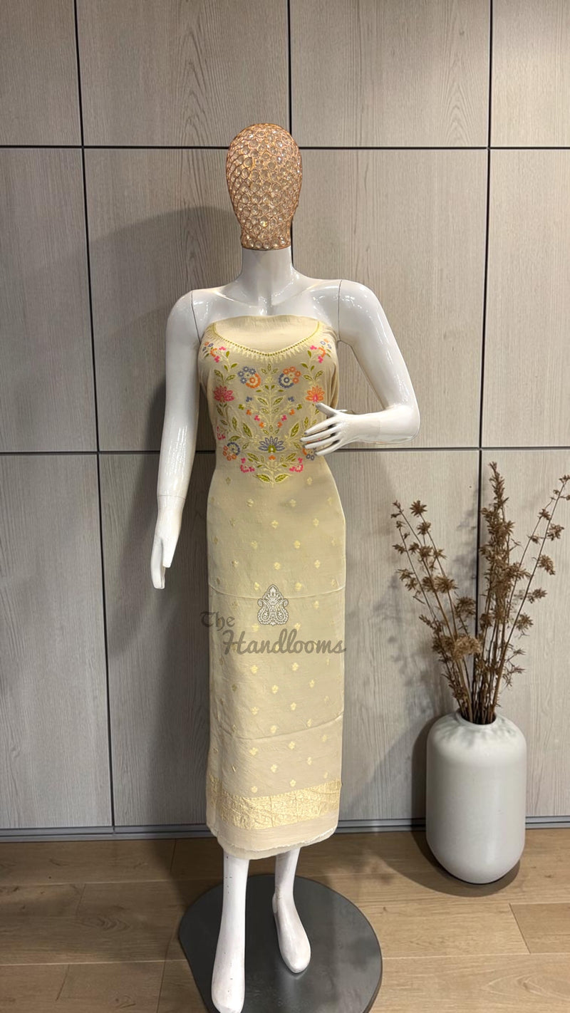 Pure Moonga Georgette Banarasi Dress Material