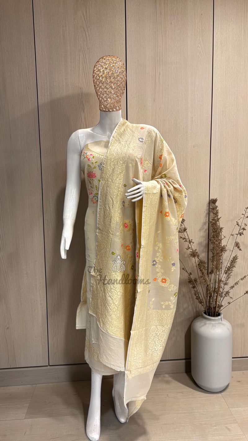 Pure Moonga Georgette Banarasi Dress Material