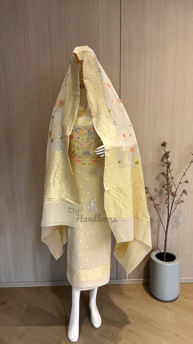 Pure Moonga Georgette Banarasi Dress Material