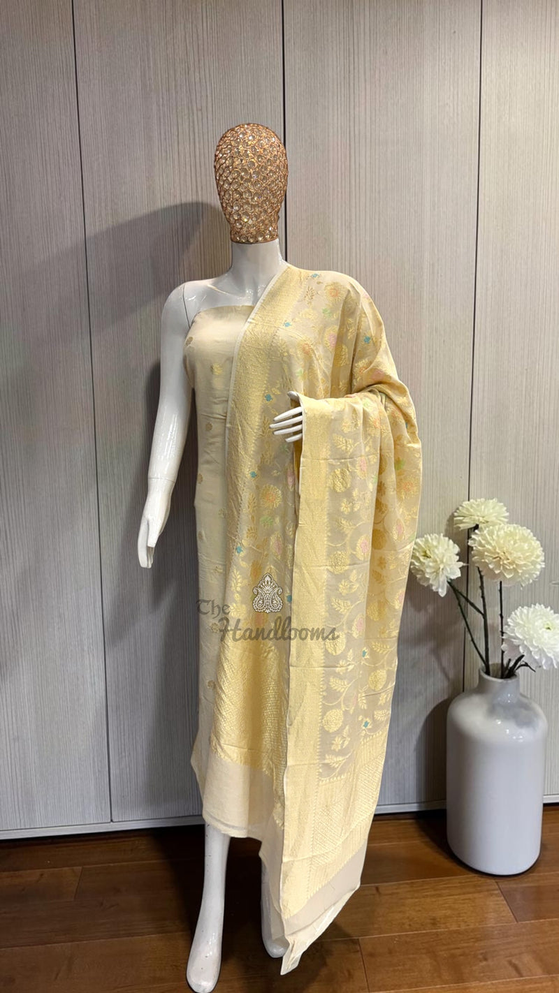 Pure Moonga Georgette Banarasi Dress Material