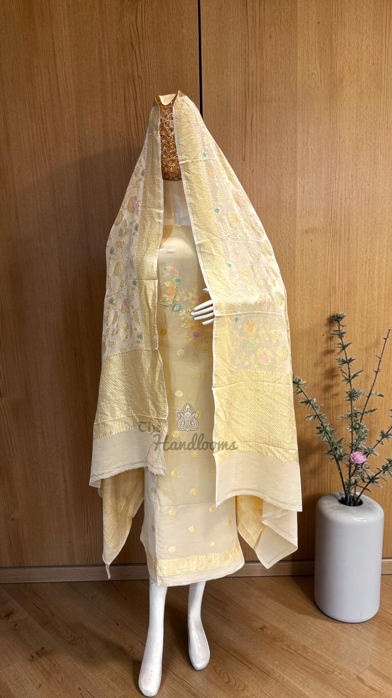 Pure Moonga Georgette Banarasi Dress Material