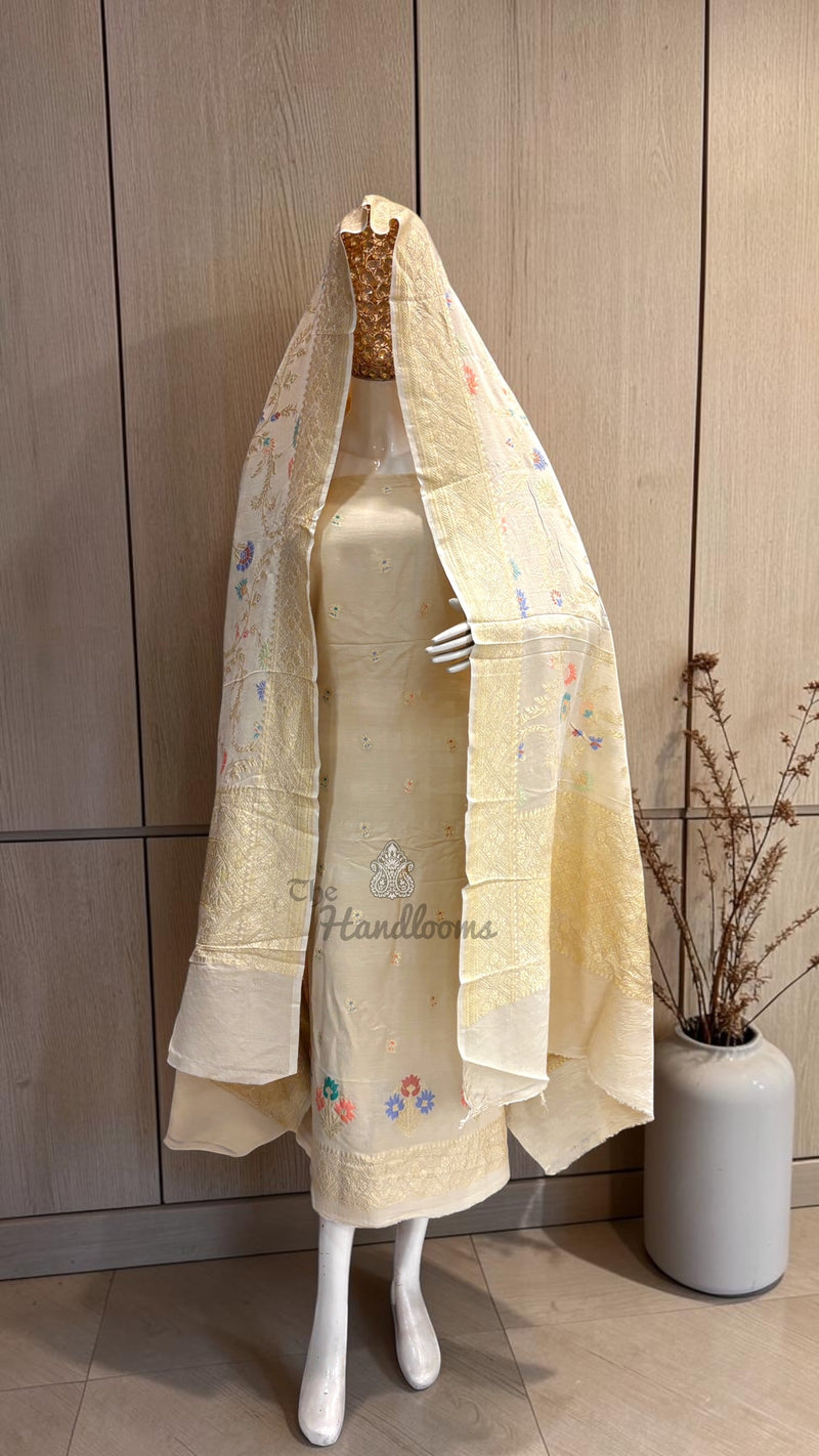 Pure Moonga Georgette Banarasi Dress Material
