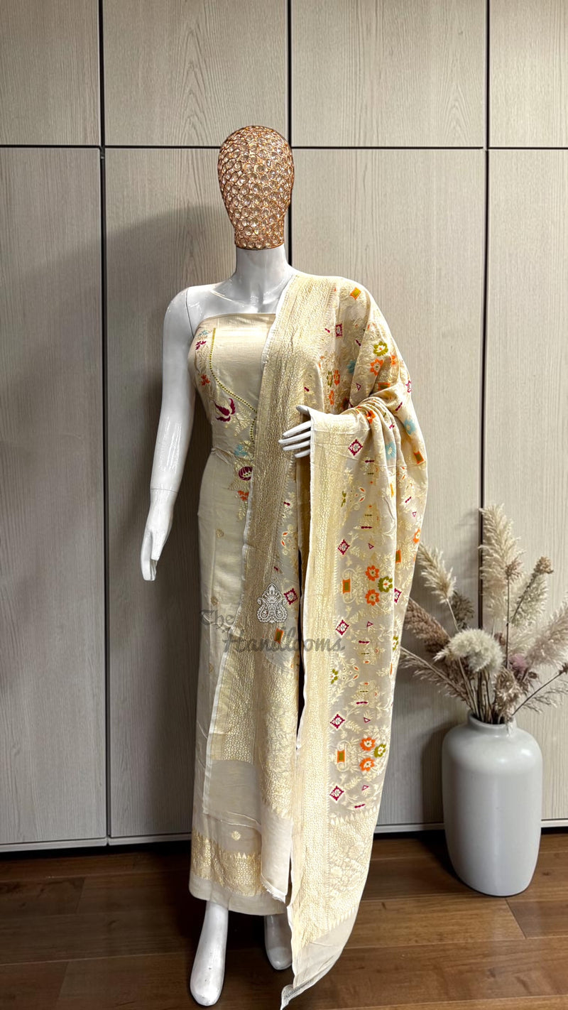 Pure Moonga Georgette Banarasi Dress Material
