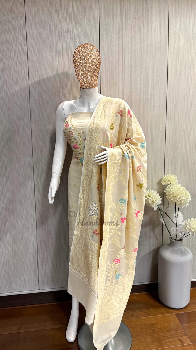 Pure Moonga Georgette Banarasi Dress Material