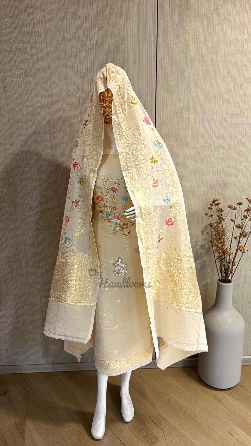 Pure Moonga Georgette Banarasi Dress Material