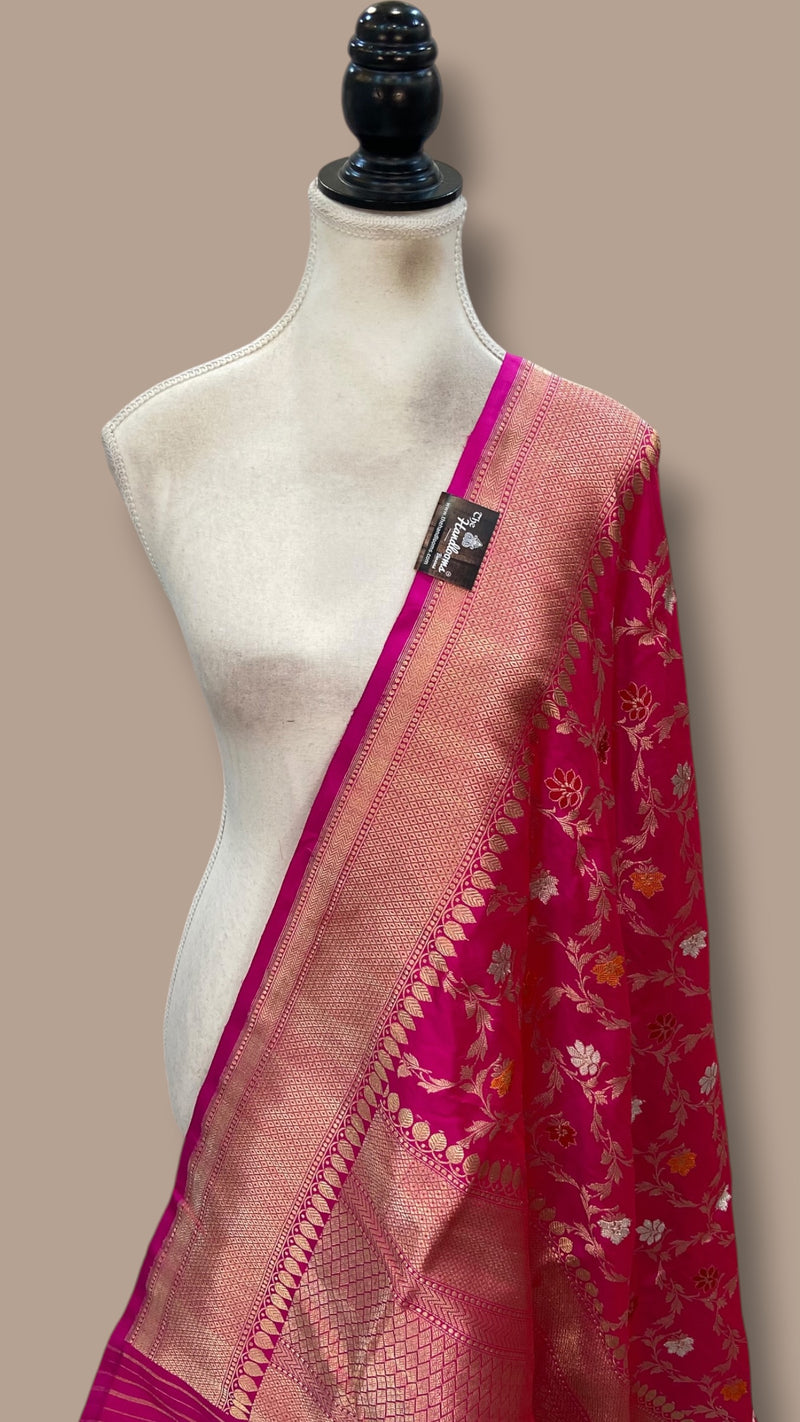 Pure Katan Silk Handloom Banarasi Dupatta - All Over Kadua Meenakari