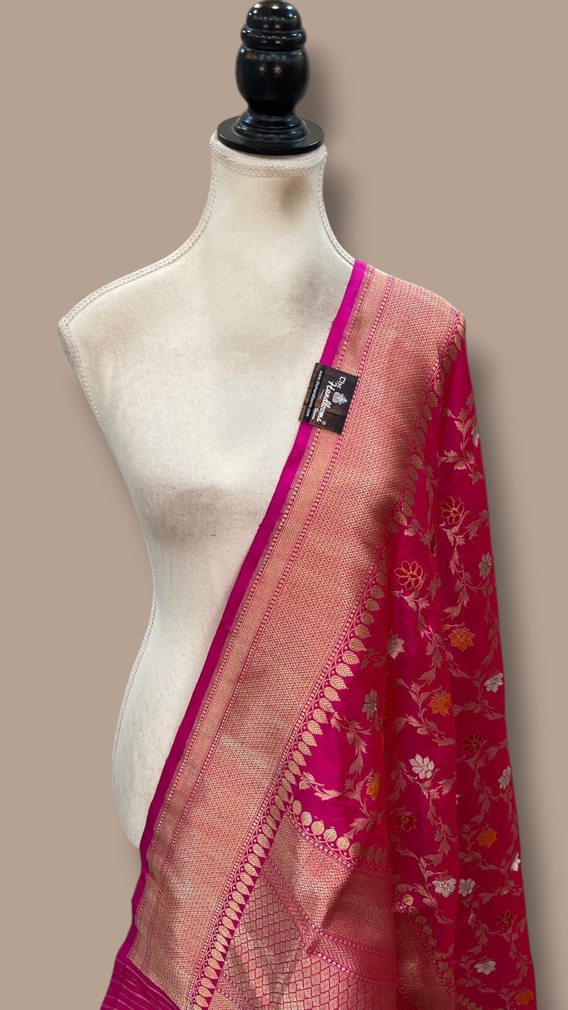 Pure Katan Silk Handloom Banarasi Dupatta - All Over Kadua Meenakari