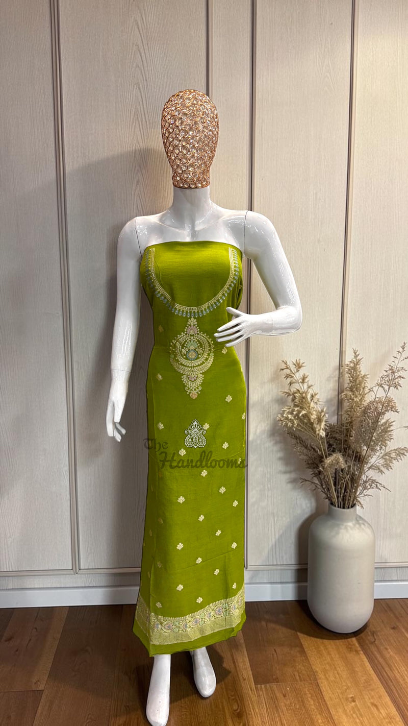 Pure Moonga Georgette Banarasi Dress Material