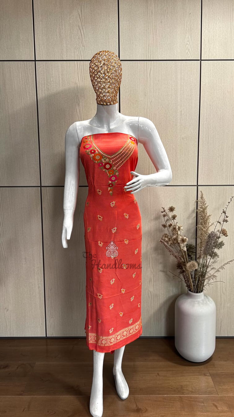 Pure Moonga Georgette Banarasi Dress Material