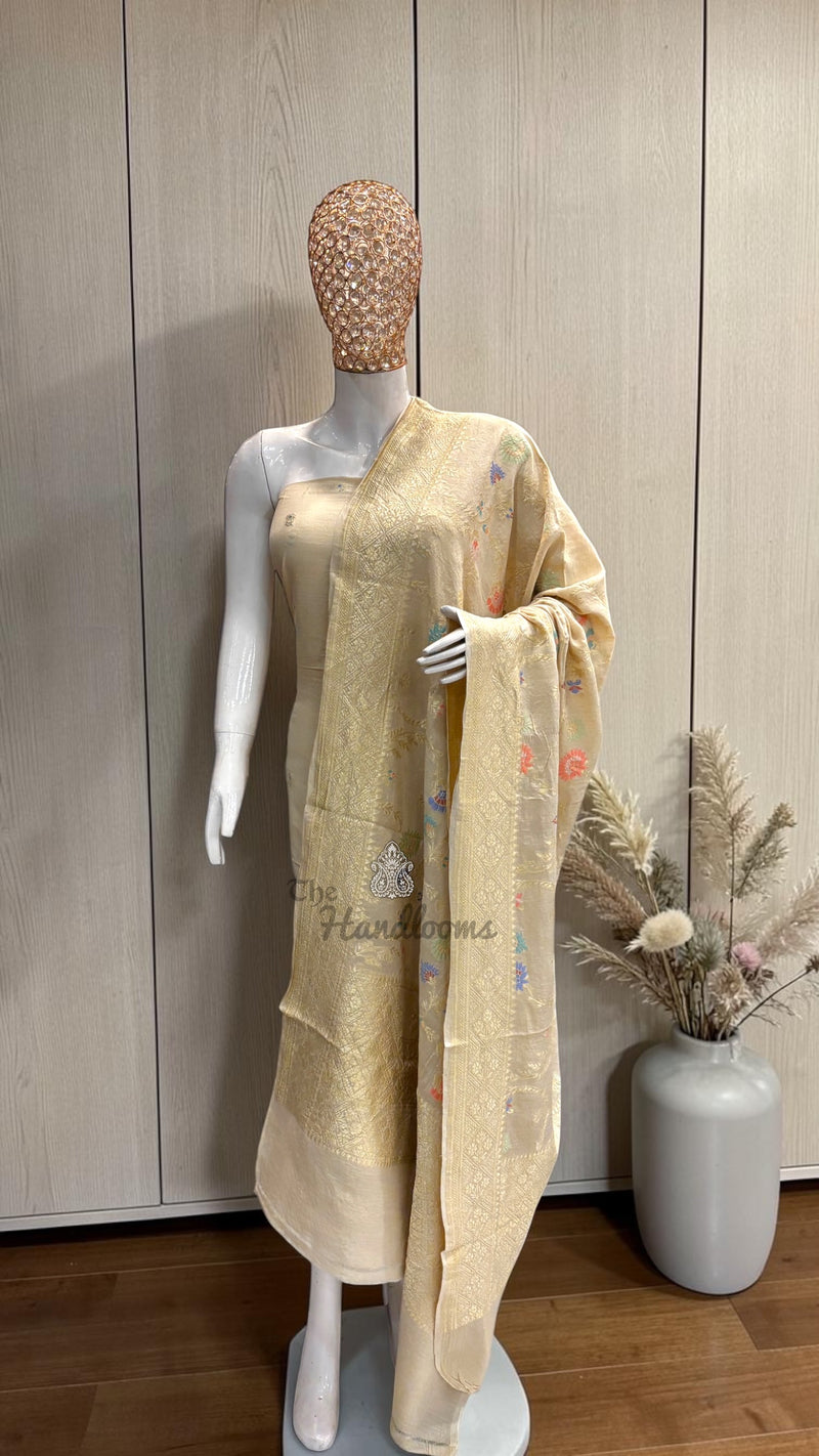Pure Moonga Georgette Banarasi Dress Material