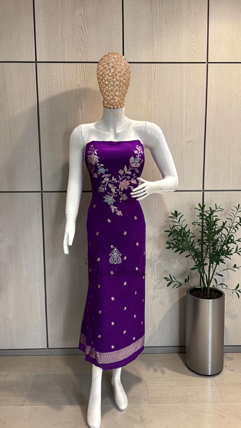 Pure Moonga Georgette Banarasi Dress Material