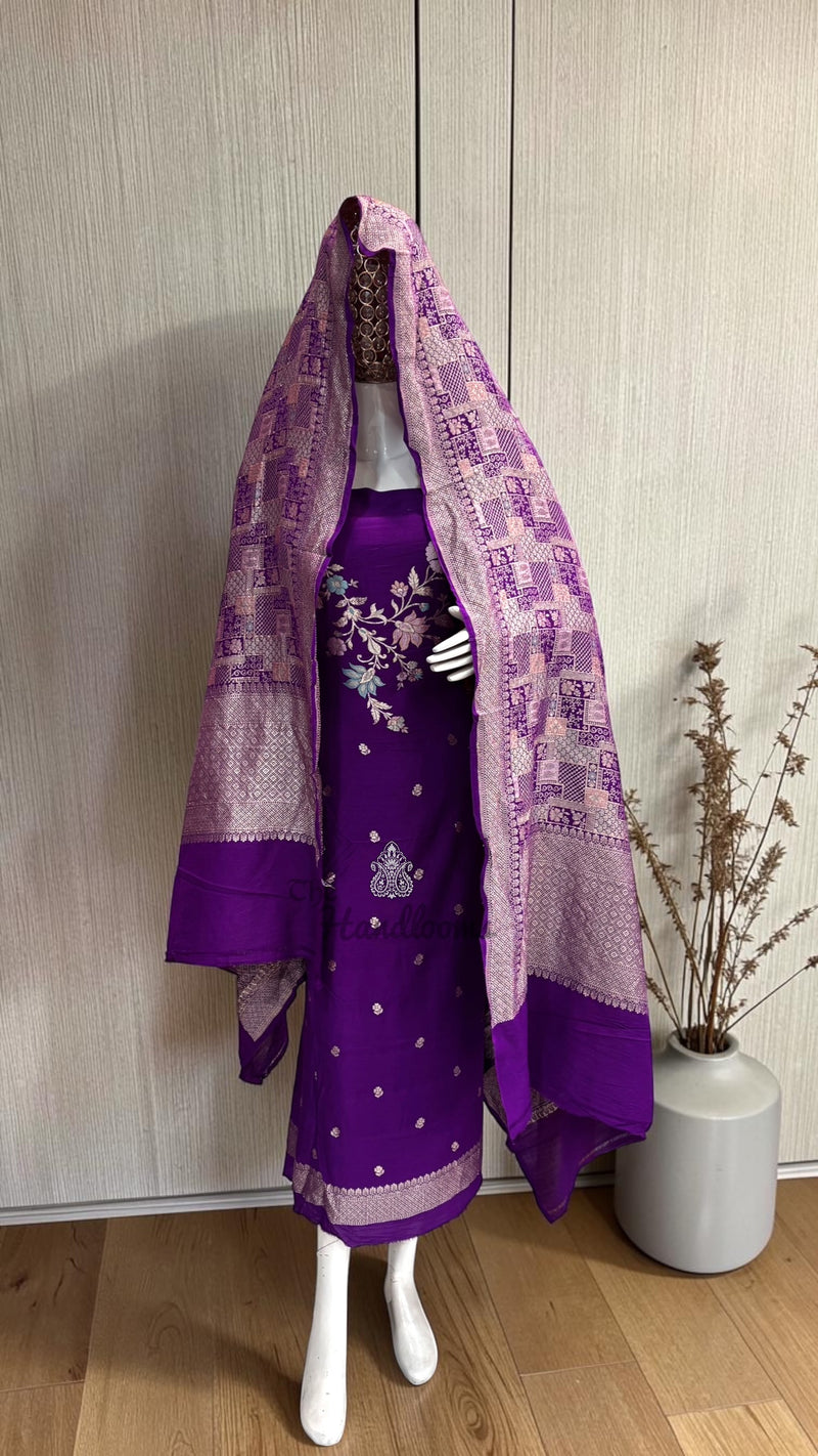 Pure Moonga Georgette Banarasi Dress Material