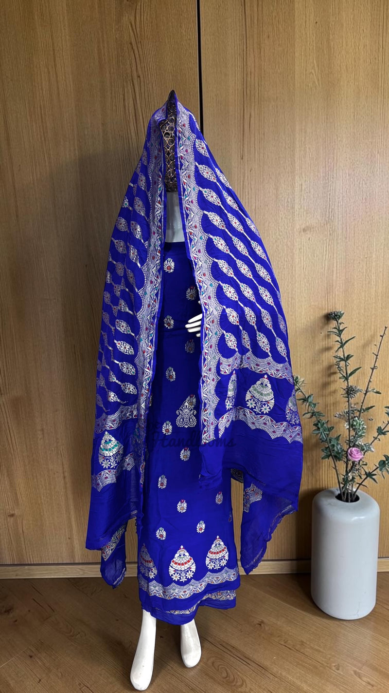 Pure Moonga Georgette Banarasi Dress Material