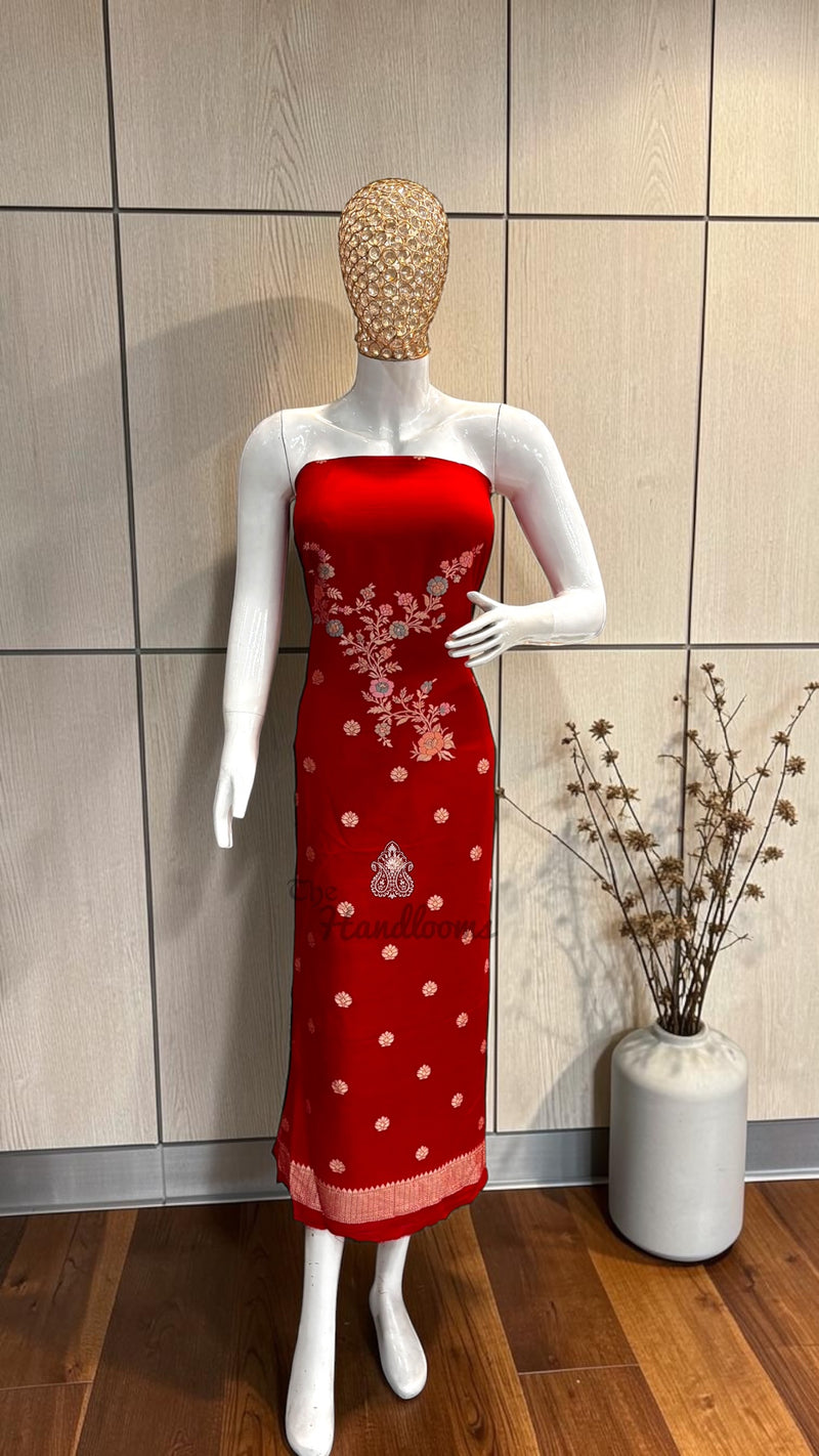Pure Moonga Georgette Banarasi Dress Material