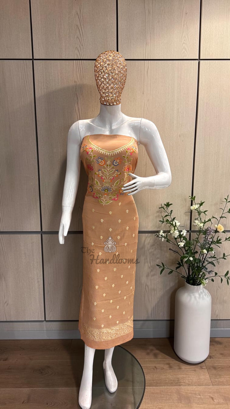 Pure Moonga Georgette Banarasi Dress Material
